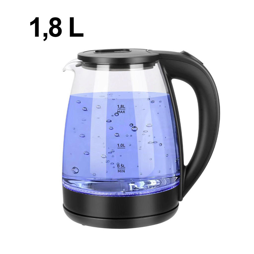 Bollitore Elettrico 1.8 L 1500W con Illuminazione LED e Spegnimento Automatico Nero trasparente Home Star