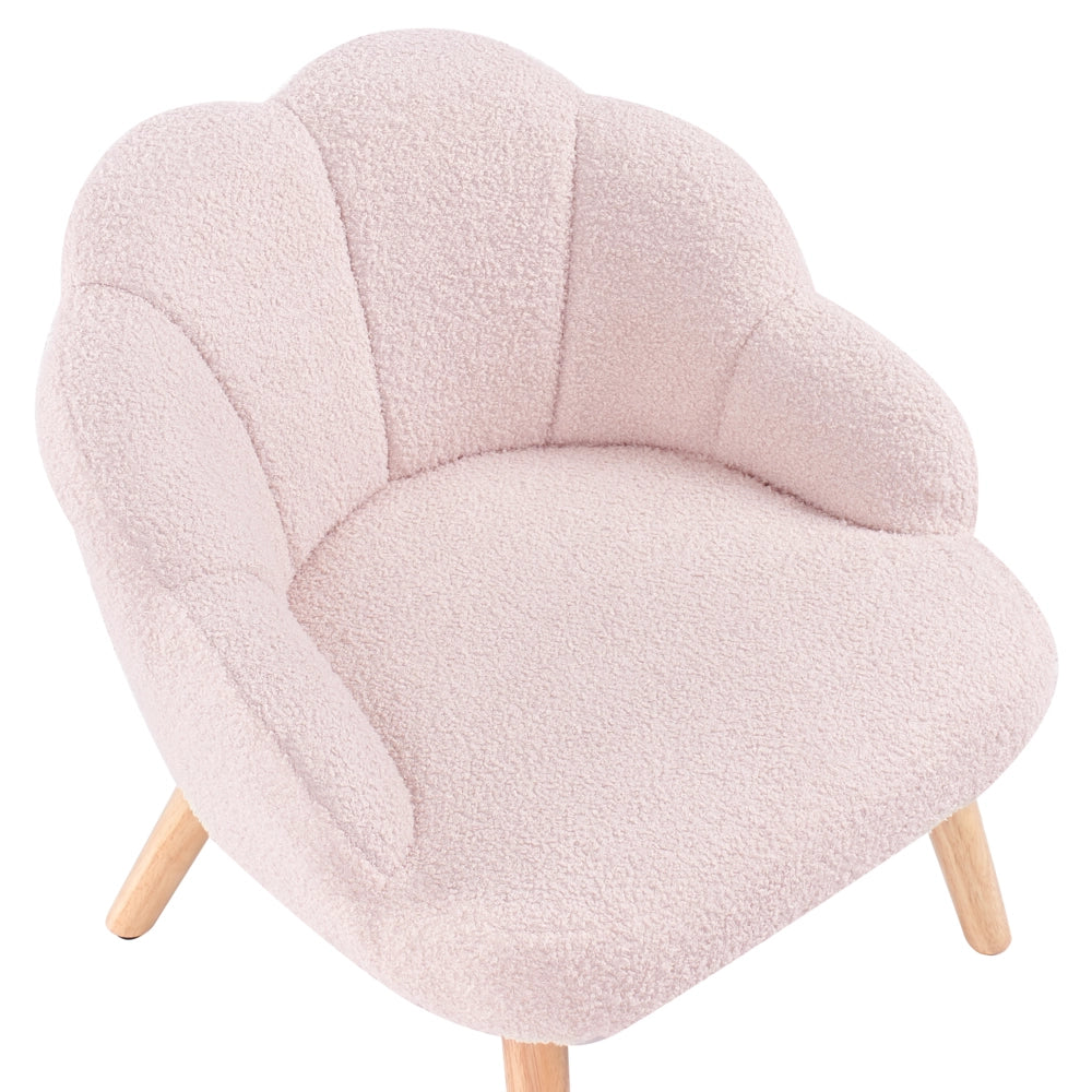 Poltrona per bambini con gambe in legno Rosa pastello cemeretta