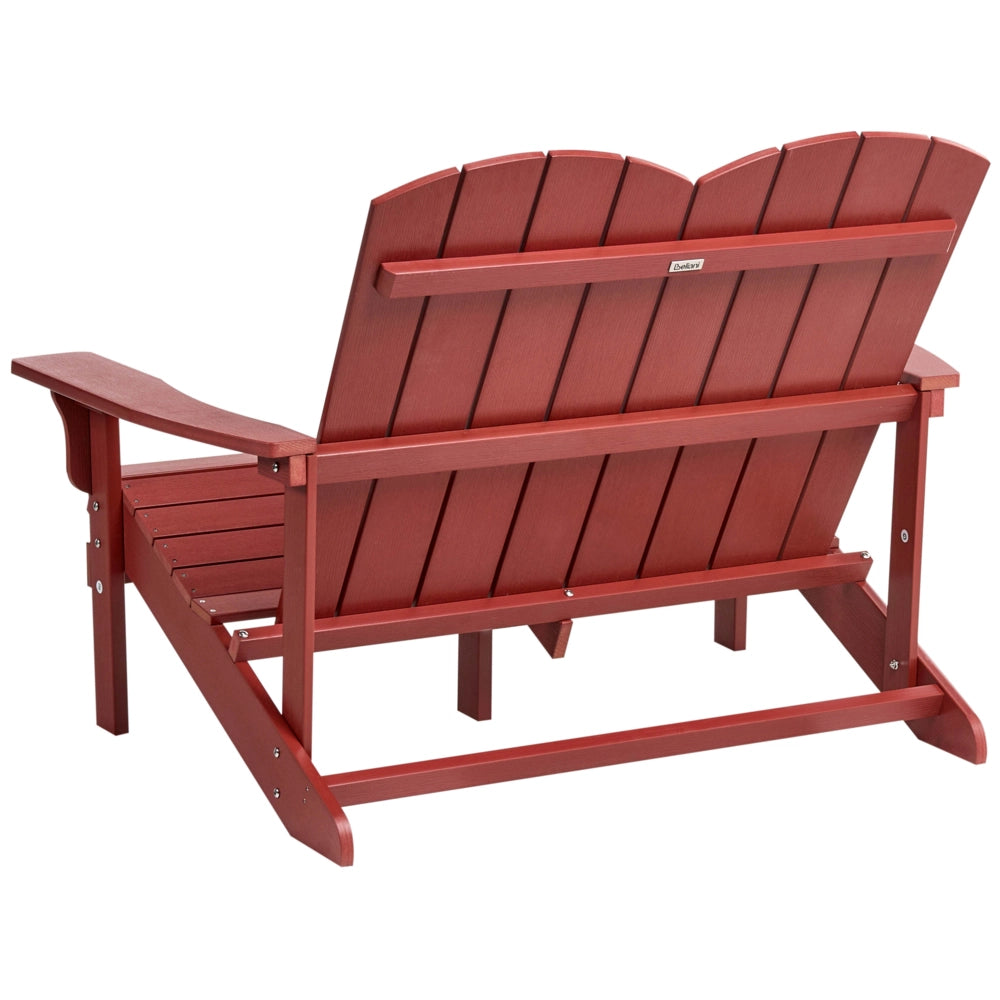 Panchina da giardino in legno plastico rosso 2 posti Mobili da giardino tradizionali