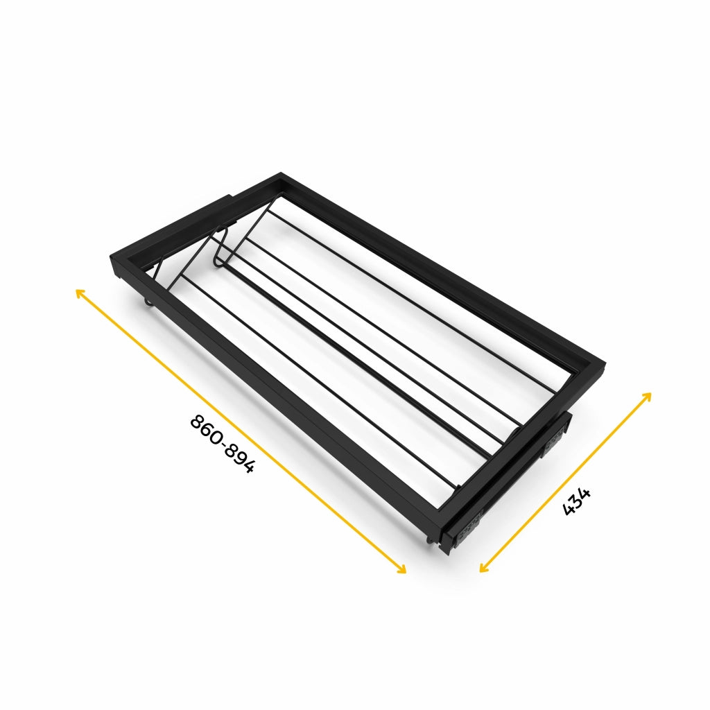 Kit Cassetto Portascarpe e Telaio per Armadio 900 mm in Alluminio e Plastica Emuca Nero