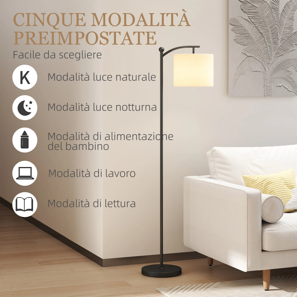 Lampada da Terra LED Dimmerabile con Telecomando, 11 Temperature e 11 Luminosit¨¤, Timer 60 Minuti, Nero