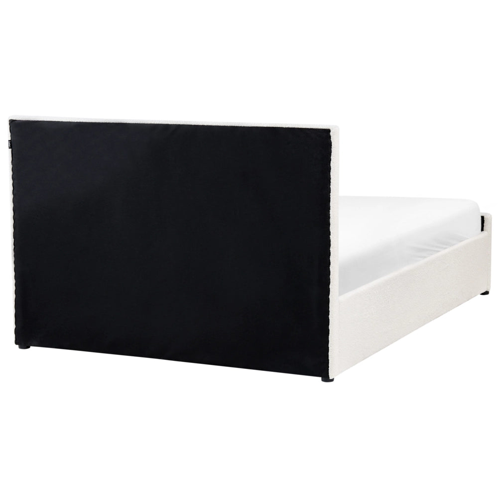 Letto matrimoniale Trapuntato Velluto Beige Rete a Doghe 140 x 200 cm con contenitore con base a doghe