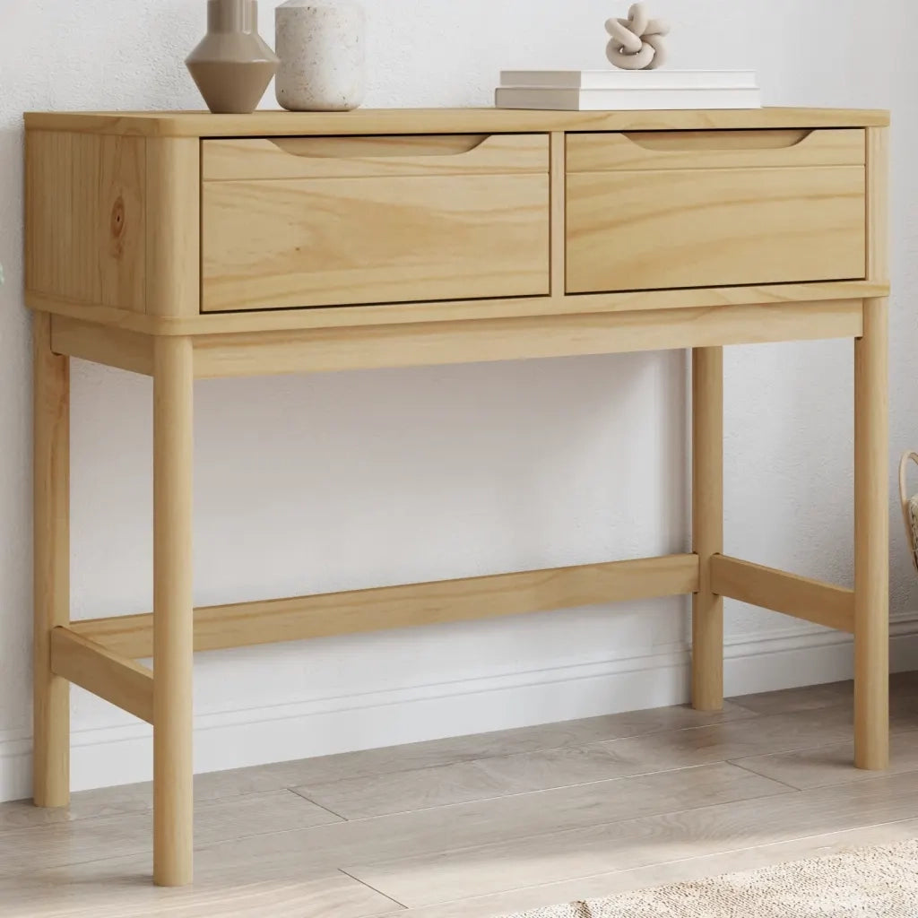 Tavolo Consolle | Tavolo d'Ingresso FLORO 89,5x36,5x73 cm Marrone Cera Legno Pino