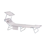 SoBuy Set di 2 Sdrai da Giardino Reclinabile Lettino Prendisole Pieghevole con Cuscino Tasca Laterale e Parasole Sedia Sdraio da Esterno per Patio Campeggio Spiaggia Beige 155x56x81cm OGS48-MIx2