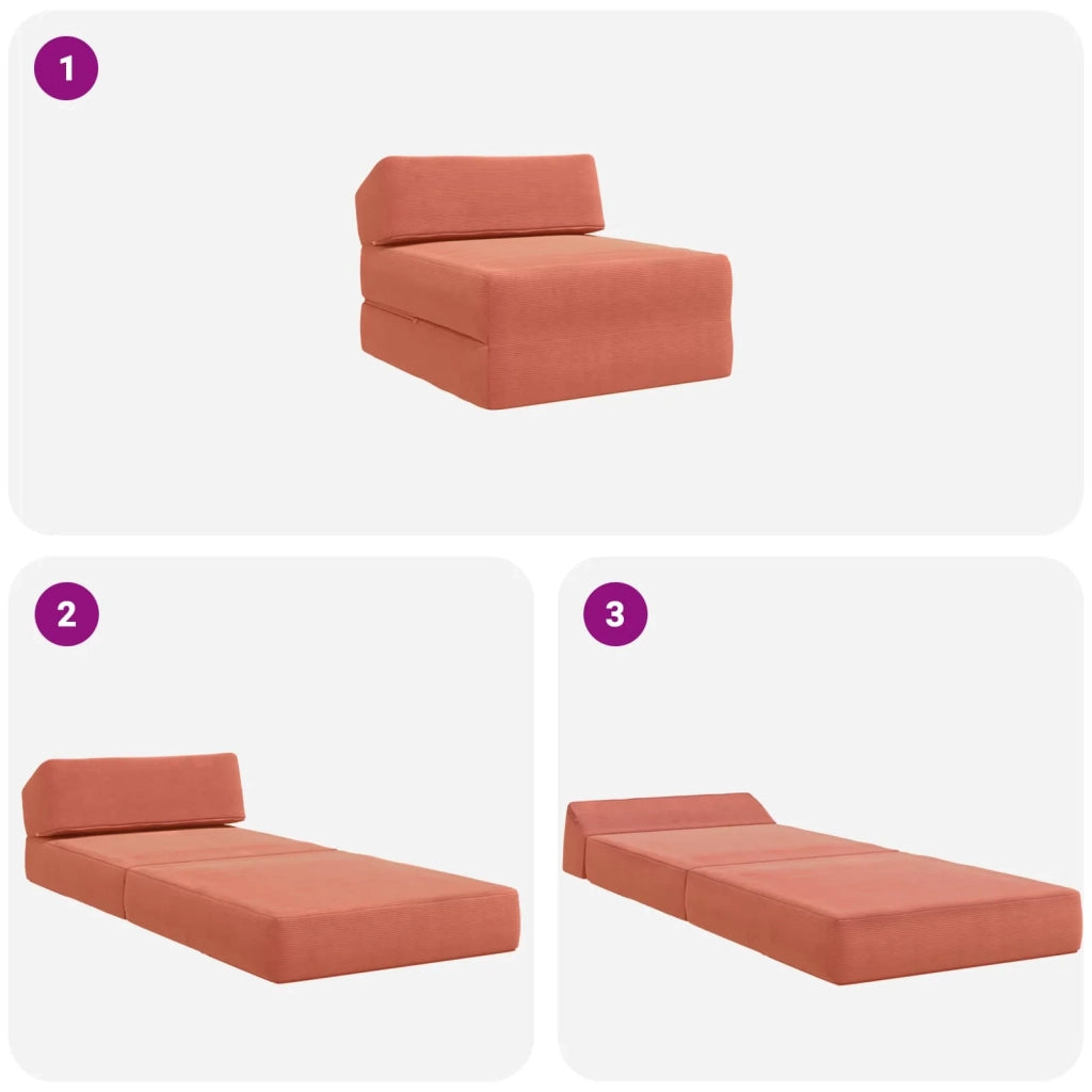 Divano Letto Pieghevole Rosso Arancio 60 x 70 x 41 cm Tessuto