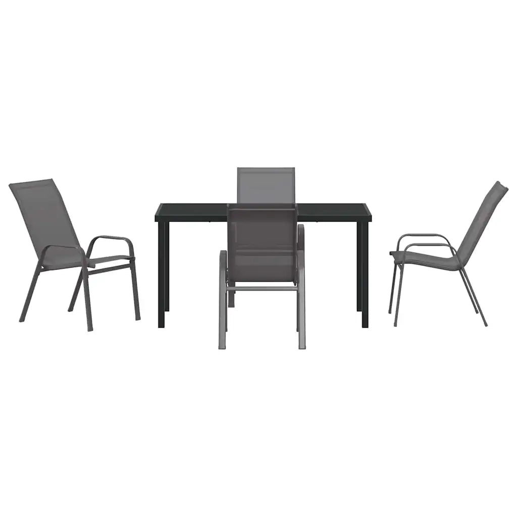 Set da Pranzo per Giardino 5 pcs Grigio e Nero 3379123
