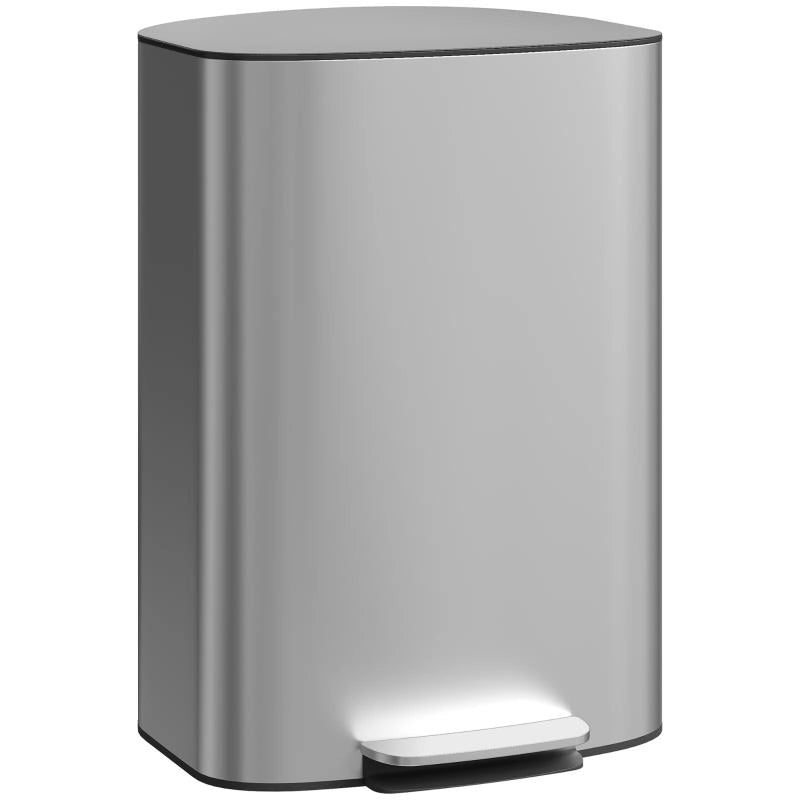 PATTUMIERA A PEDALE DA 50L CON COPERCHIO AMMORTIZZATO, APERTURA A 90¦ E SECCHIO RIMOVIBILE, ACCIAIO INOX, GRIGIO