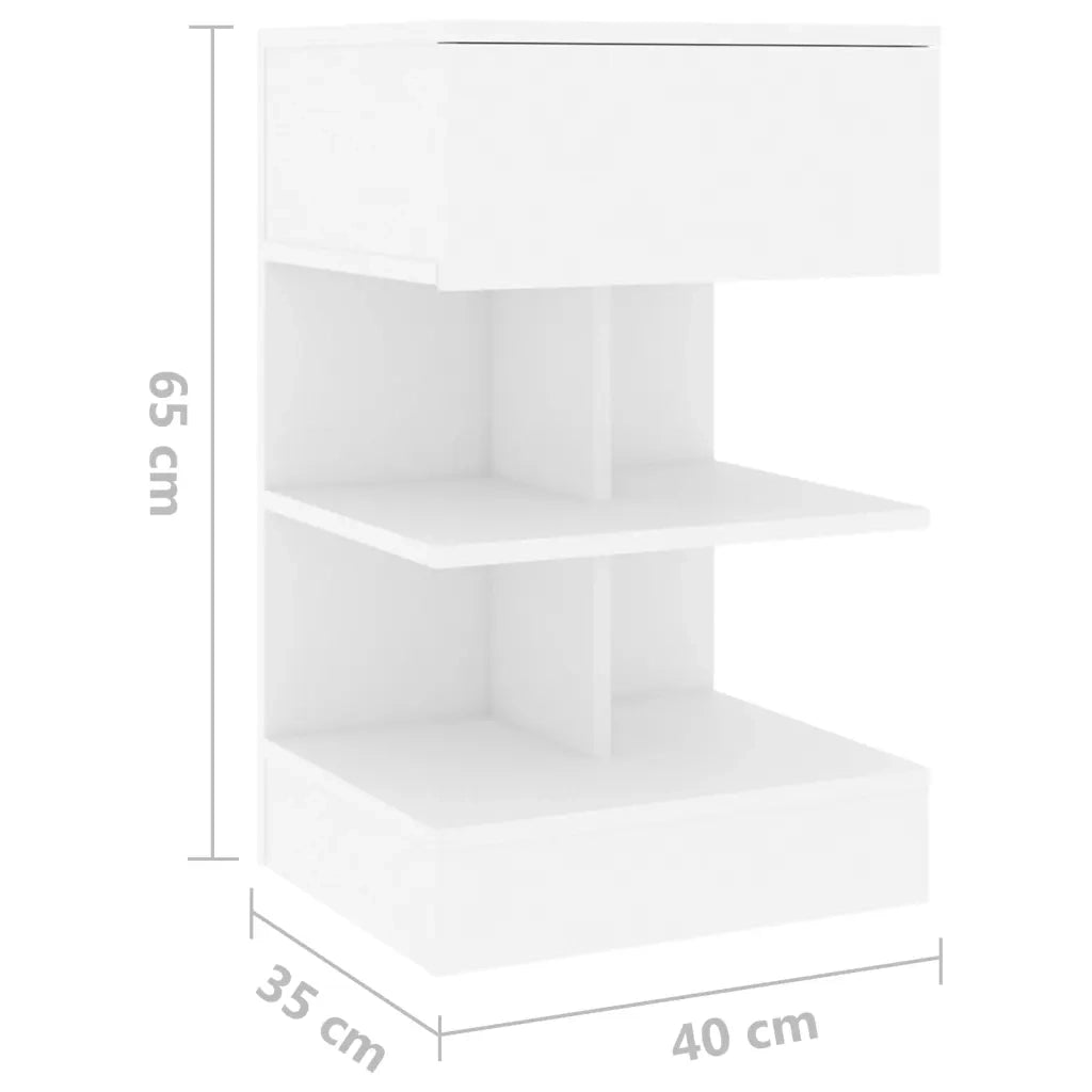Comodini Bianchi 2 pz-Set di 2 Tavolino da notte 40x35x65 cm in Legno Ingegnerizzato