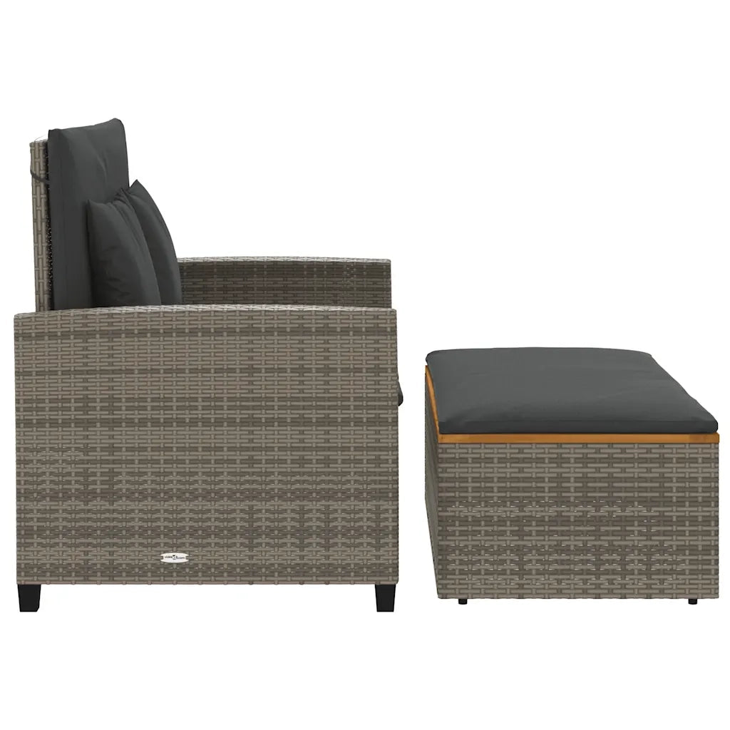 Divano Giardino con Cuscini 2 Posti Grigio in Polyrattan Acacia 365142