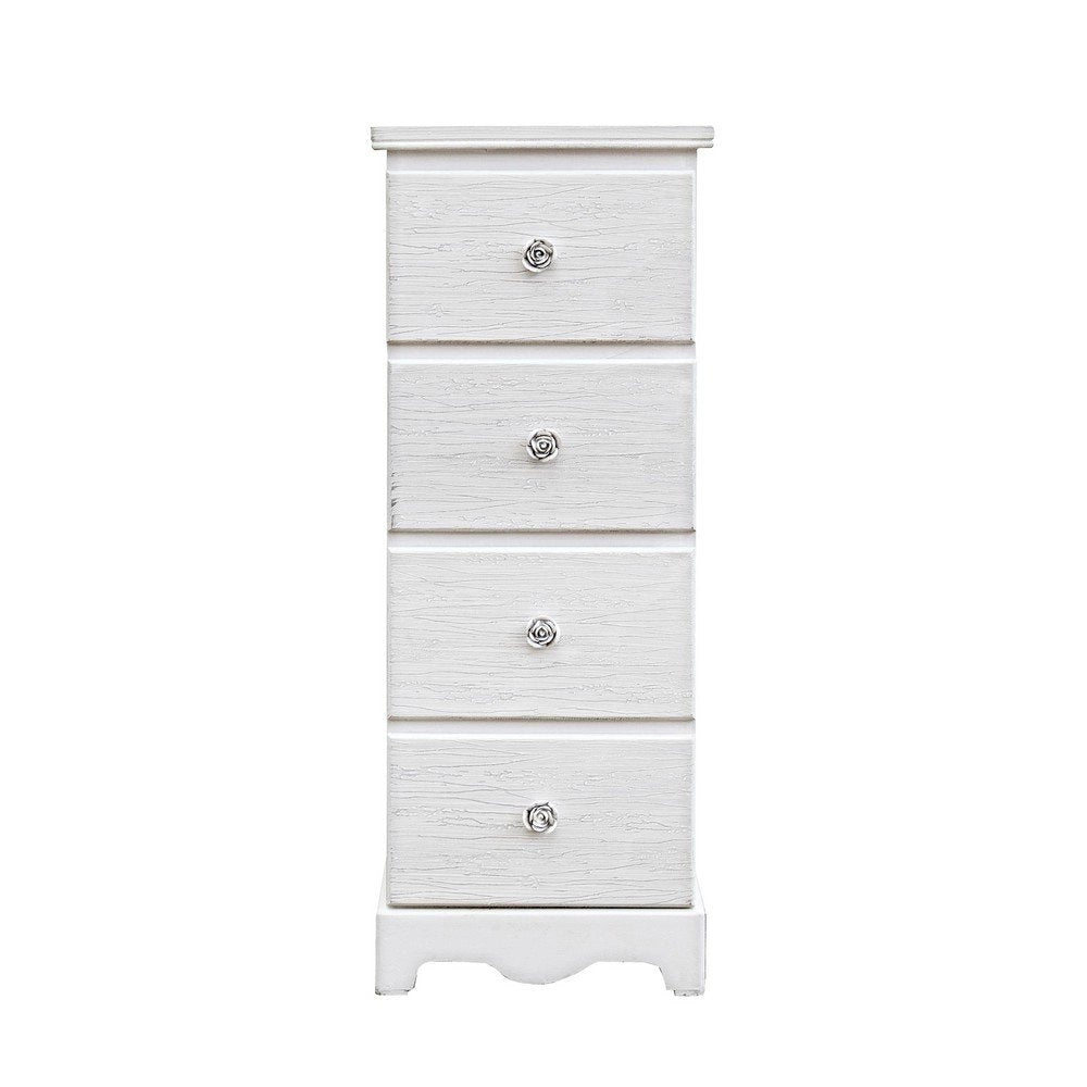 Cassettiera 4 Cassetti Legno Bianco Rustica da Interno - BLAINE