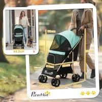 Passeggino per Cani Piccoli Pieghevole con Copertura Antipioggia, Cestino e Guinzaglio Integrato, Verde