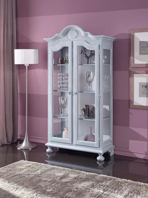 Vetrina 2 porte 3 ripiani legno grezzo 103x45x197 (958) - Mobili 2G