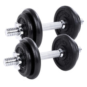 Set di 2 manubri in ghisa con fermagli a stella 20 kg fitness sport bodybuilding 12_0002027