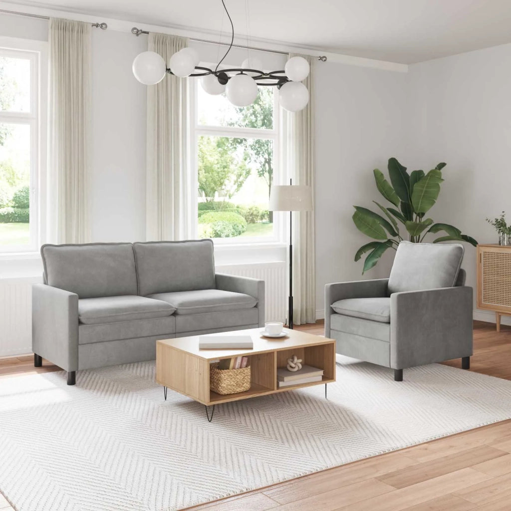 Set di divani 2 pcs Grigio Chiaro Velluto 3417067