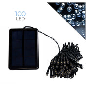 CATENA LUMINOSA LED SOLARE 7 METRI CON 100 LUCI BIANCHE - IDEALE PER DECORAZIONI NATALIZIE DI ALBERI GIARDINI E PIANTE