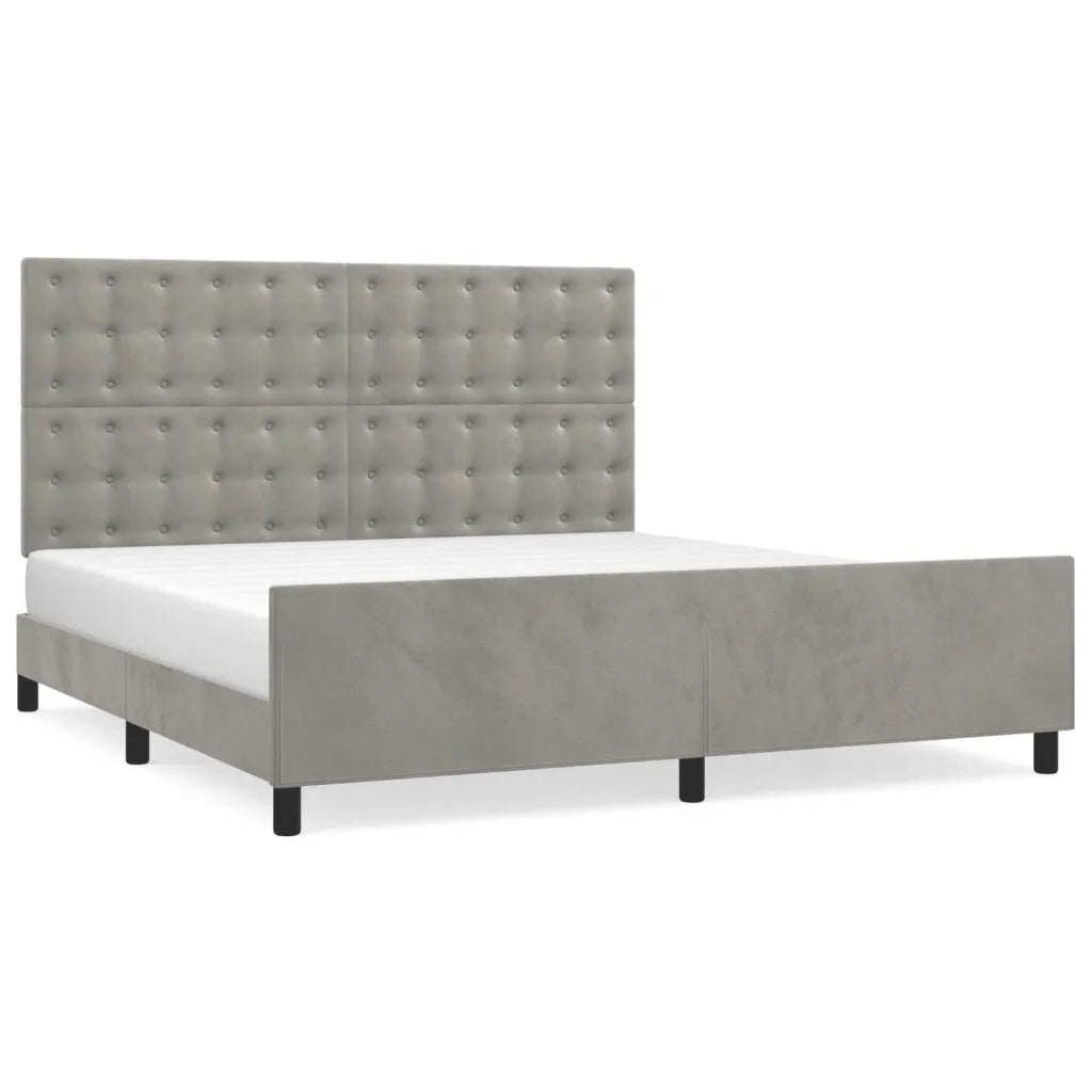 Letto matrimoniale | Letto per adulti | Giroletto con Testiera Grigio Chiaro 180x200 cm in Velluto