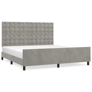 Letto matrimoniale | Letto per adulti | Giroletto con Testiera Grigio Chiaro 180x200 cm in Velluto