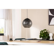 Lampada a sospensione sferica H340 nera 30 cm con lamelle
