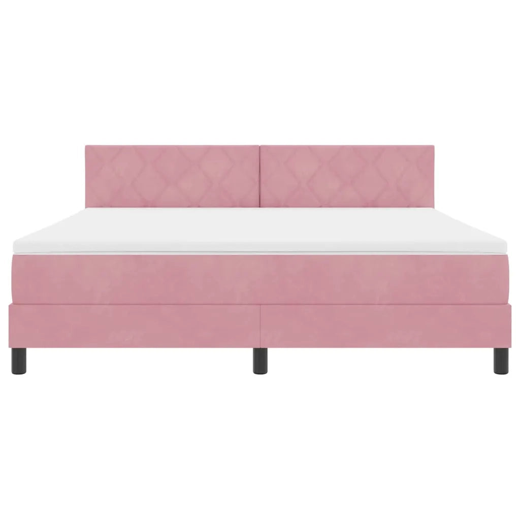 Letto a molle con materasso Rosa 180 x 200 cm Velluto 3339259