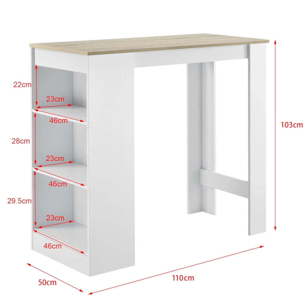 Tavolo alto da bar con contenitore tavolo da bistrot 110 cm bianco e rovere 03_0006188