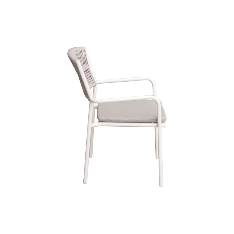 Sedia Modena Con B Alluminio Bianco E Corda Beige Moia