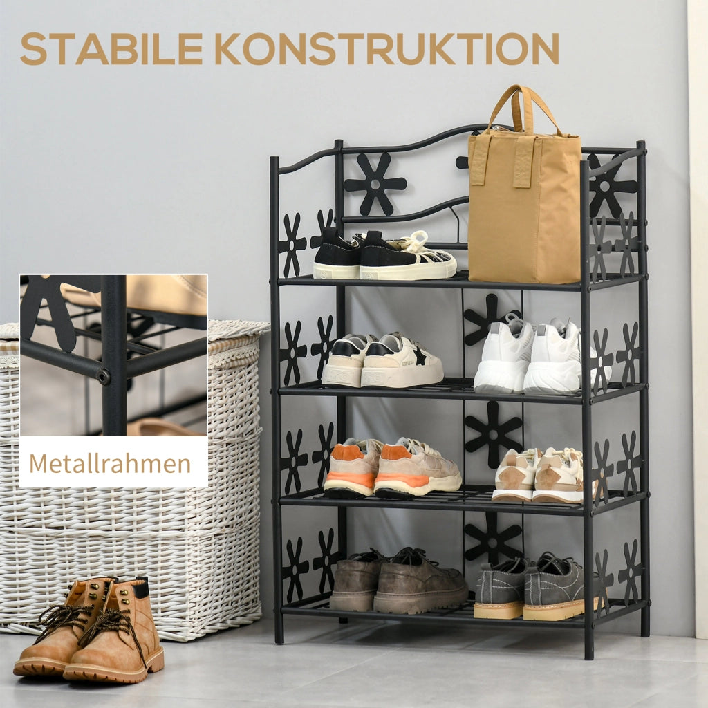 REGGIPIANTE 4 ripiani in metallo nero 59,5 x 30 x 92 cm