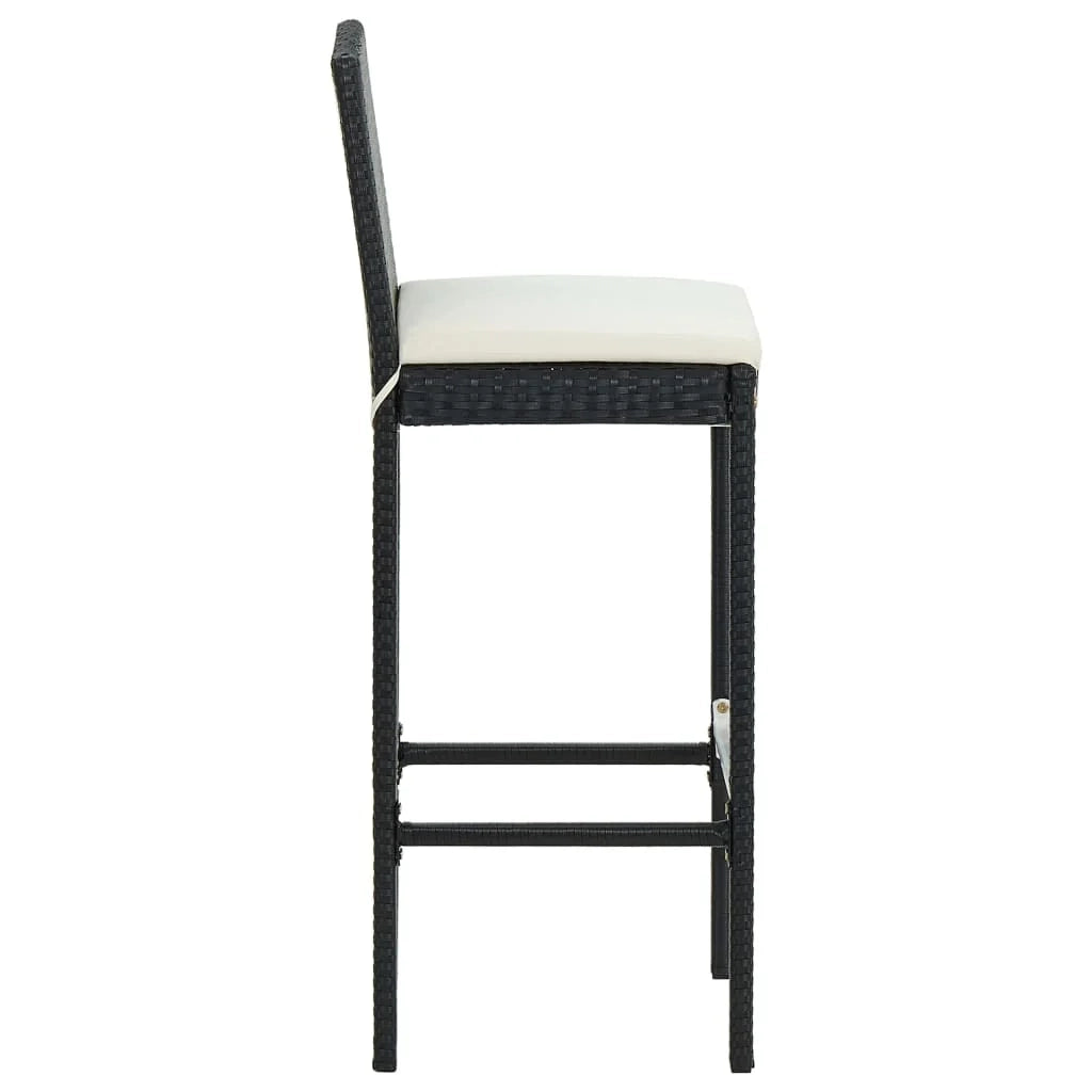 Set da bar da giardino in 3 pezzi con cuscini in polyrattan nero 02_0013368