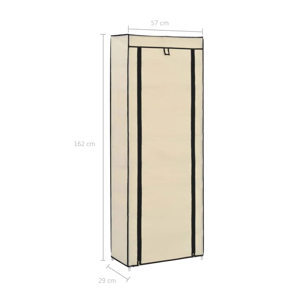 Scarpiera mobile contenitore per scarpe mobile ingresso/corridoio/soggiorno con coperchio 57 x 29 x 162 cm tessuto crema 02_0021407