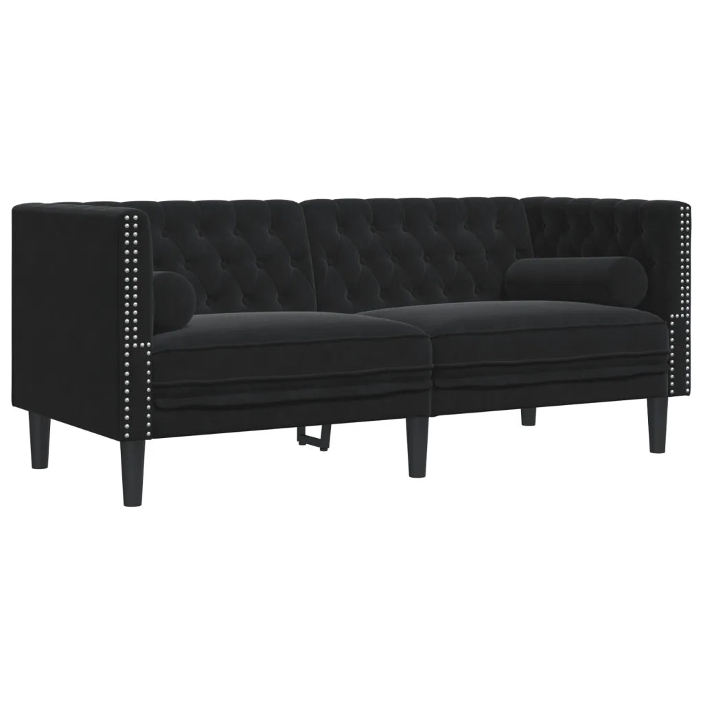 Set Divani Chesterfield 2pz con Cuscini Nero Velluto 3209296