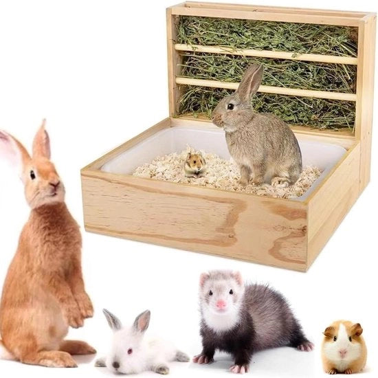 Fattore alimentare per roditori - 2-in-1 raccoglitore e dispensatore alimenti - conigli e cavi - raccoglitore alimenti per recinto coniglio - 43 x 135 x 315 cm
