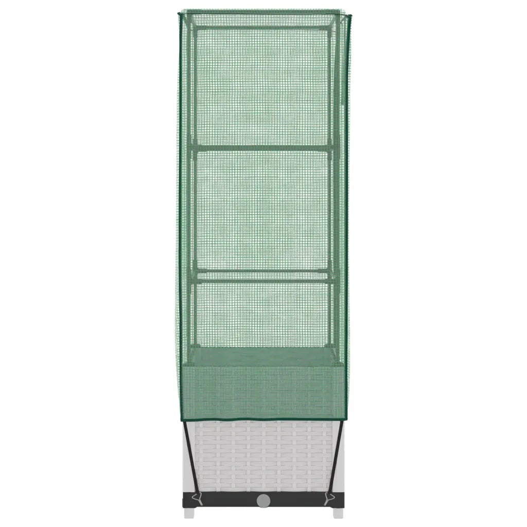 Fioriere | Cassetta per fiori | Letto Rialzato con Copertura Serra Effetto Rattan 40x40x139 cm