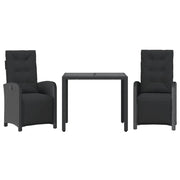 Set da Bistr¨° 3 pz | Set Salotto da Giardino con Cuscini Nero in Polyrattan