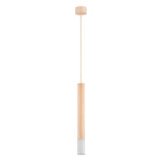 Lampada a sospensione tubolare Alfa Adori legno chiaro E14