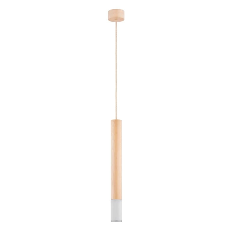 Lampada a sospensione tubolare Alfa Adori legno chiaro E14