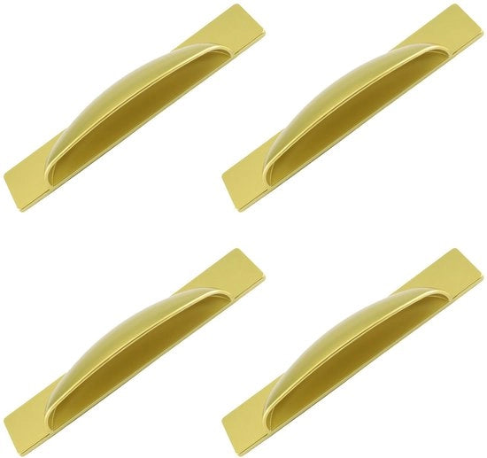 Maniglie di apertura automatiche in plastica dorata - 4 pezzi - 134 x 24 mm - per porta di cucina o mobile