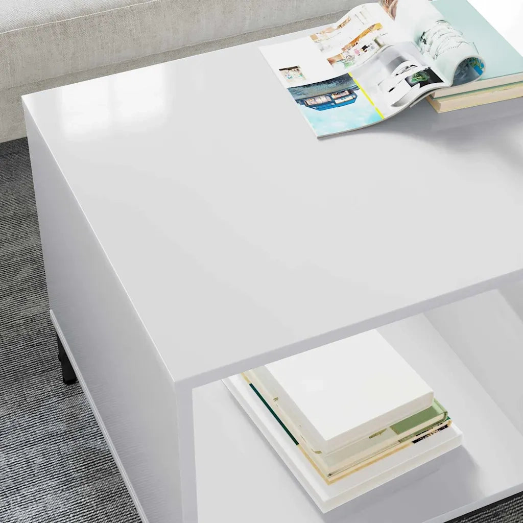 Tavolino da salotto con cassetto Bianco Lucido 90 x 49 x 46 cm 883448