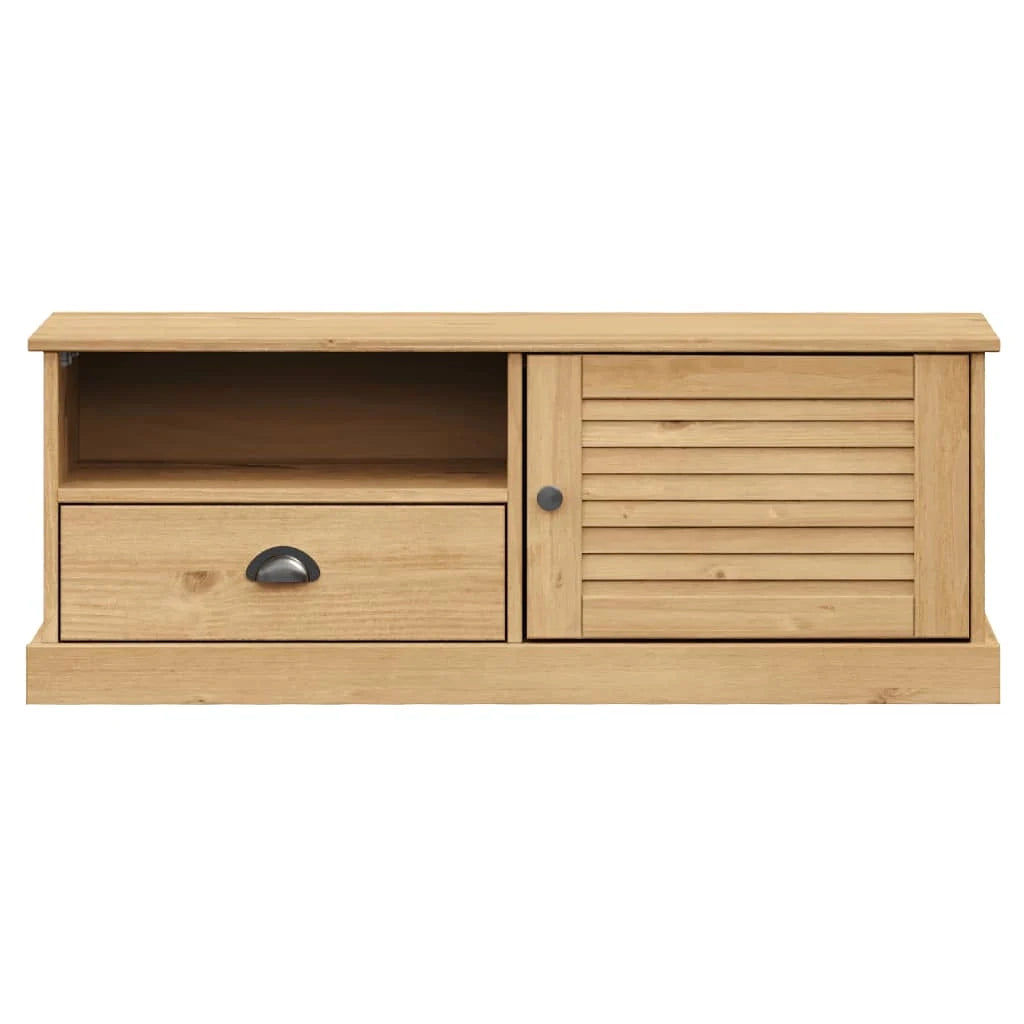 Mobile TV multimediale scaffale per televisione televisione buffet sala da pranzo soggiorno camera da letto VIGO 106 x 40 x 40 cm legno massello di pino marrone 02_0028507