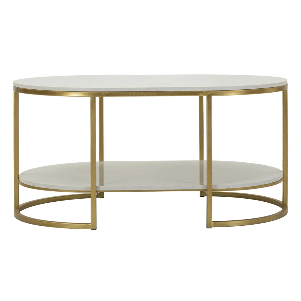 Tavolino VKH791, Oro, Metallo, 90x60x45 cm