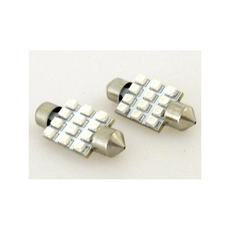 Lampada Led Siluro T11 C5W 37mm 12 Smd Colore Blue 12V Luci Targa e Lettura