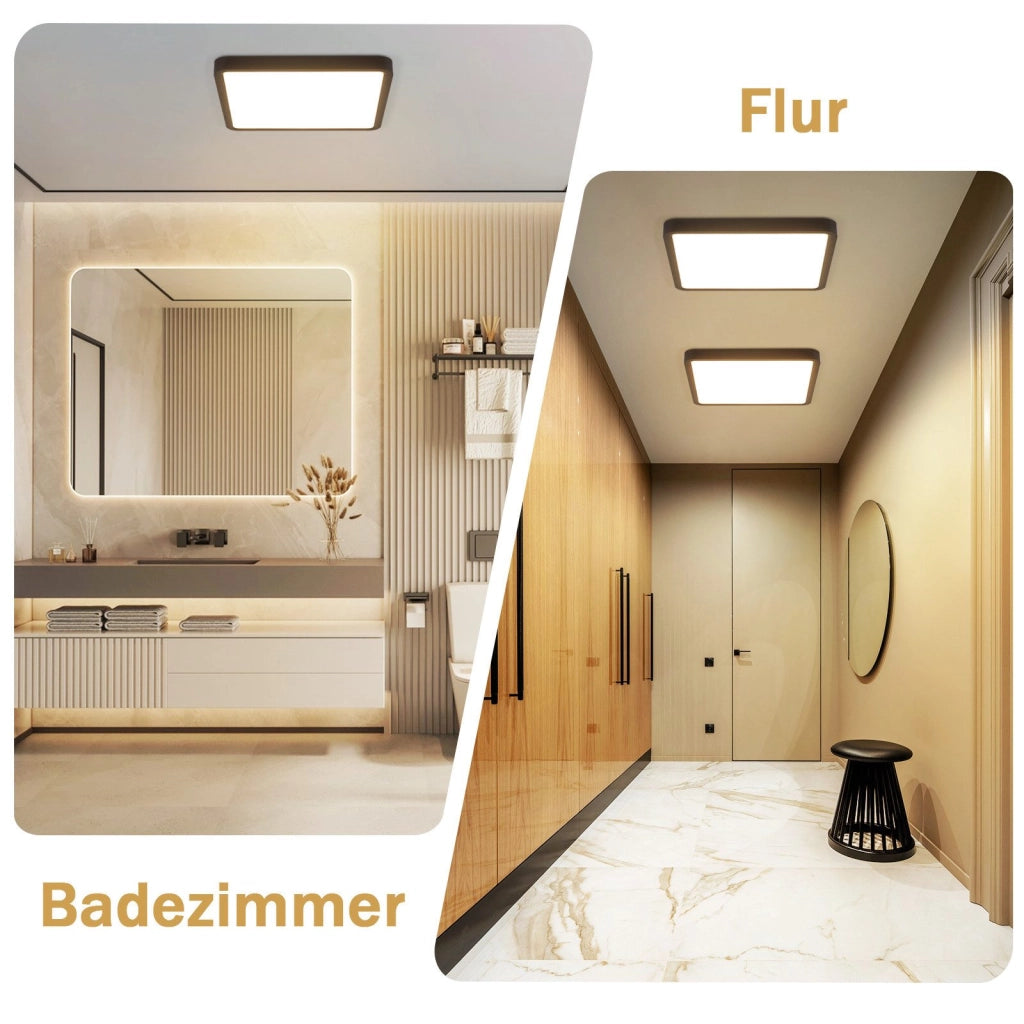 ZMH Lampada da soffitto plafoniera LED nera 23 cm 18W 3000K per soggiorno camera letto corridoio