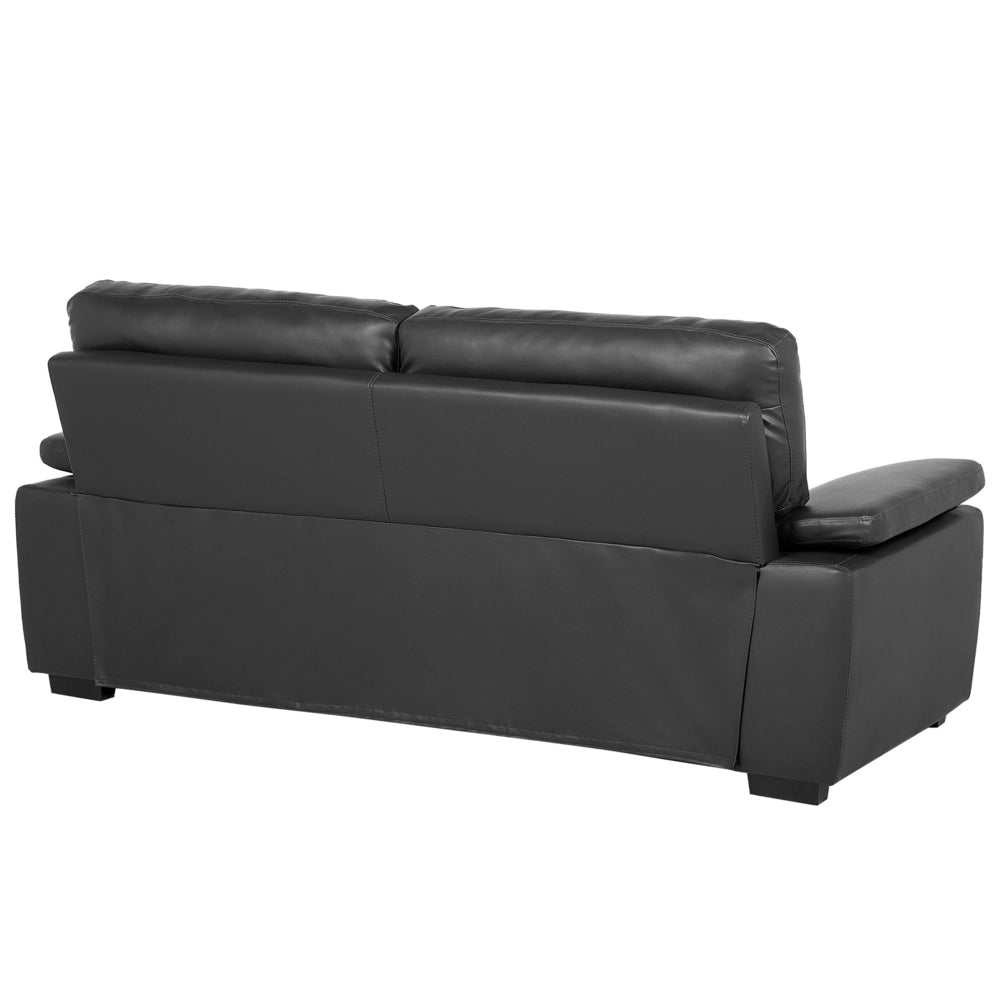 Divano a 3 Posti in Similpelle colore Nero Soggiorno in stile Classico Tradizionale