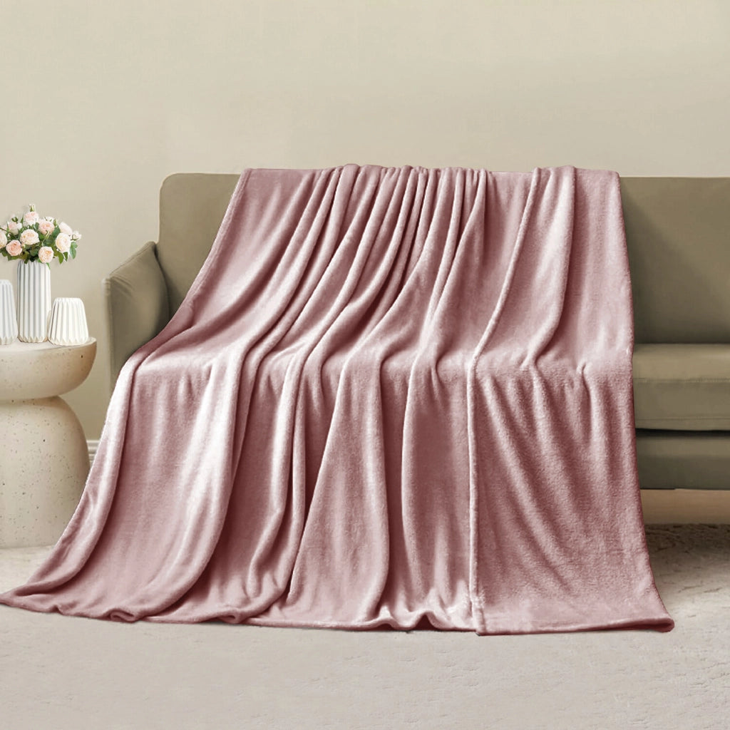 Coperta Plaid 130x160 cm Morbida Vellutata Pile Caldo Soffice Avvolgente Divano Letto Poltrona Rosa