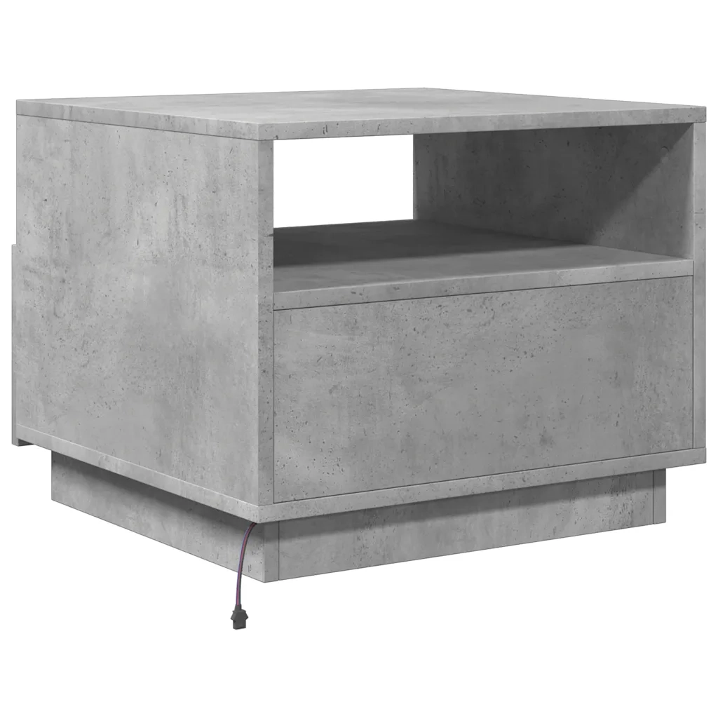 Tavolino da Soggiorno con Luci LED Grigio Cemento 50x49x40 cm 839829