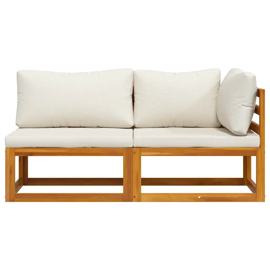 Set Divani da Giardino 2 pz con Cuscini Bianco Crema in Acacia 311857