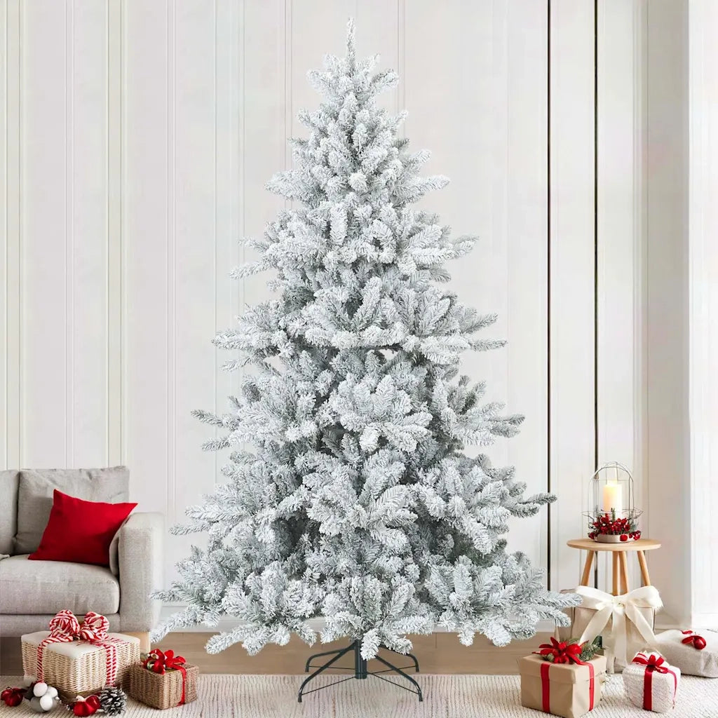 Albero di Natale Artificiale Snodato Foderato di Neve Bianco