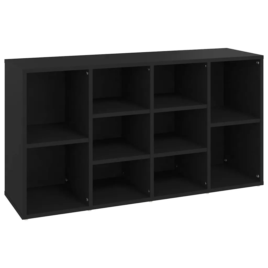 Scarpiera con Panchina-Scaffale per scarpe Nera 103x30x55 cm Legno Multistrato