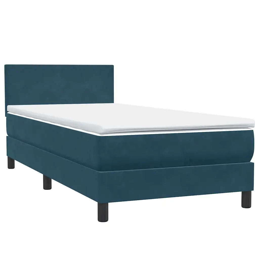 Letto a Molle con Materasso e LED Blu Scuro 80x210 cm Velluto 3316669