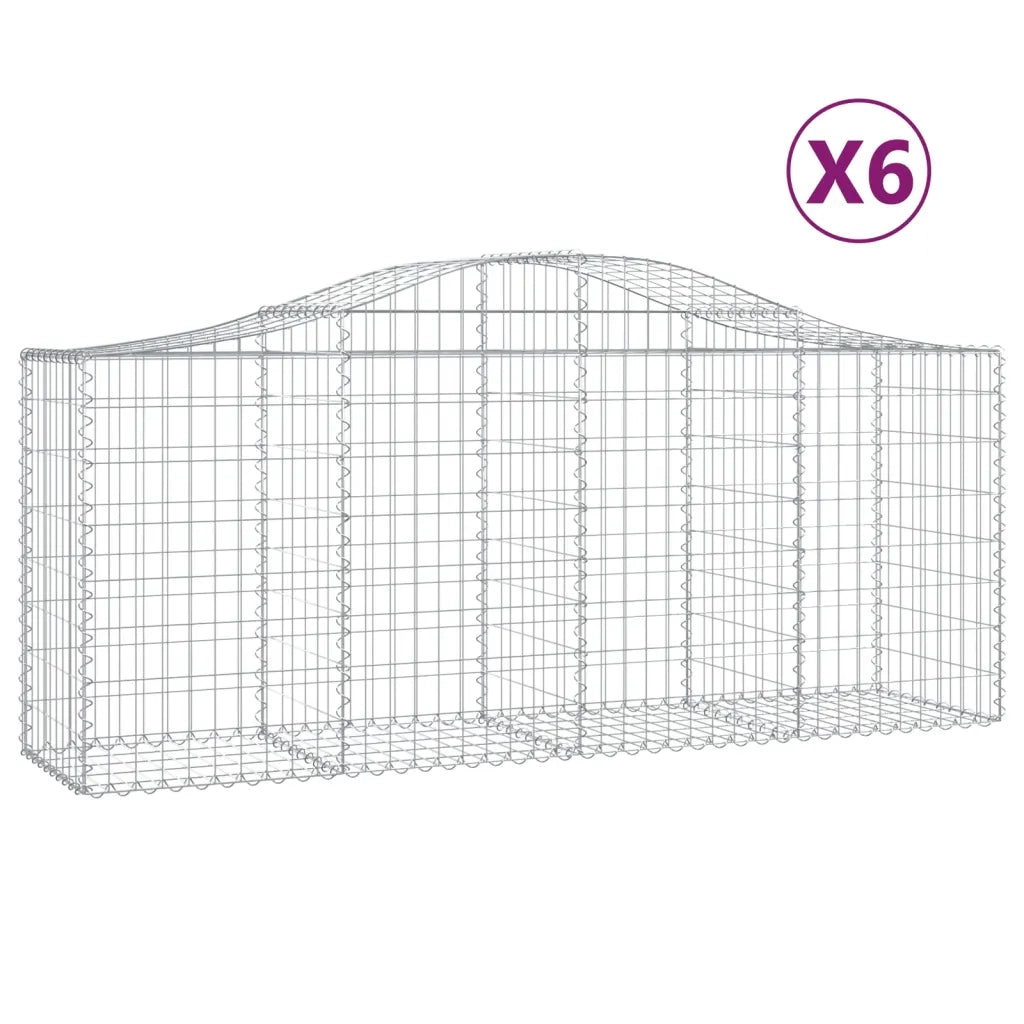 Cesti Gabbioni ad Arco 6 pz 200x50x80/100 cm Ferro Zincato 3145623