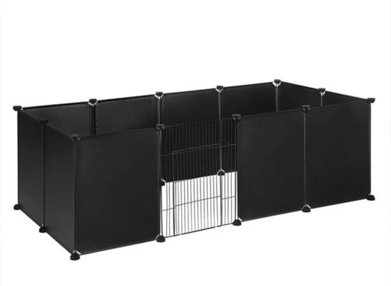 Recinzione per conigli - stile e robusta - con porta - plastica e metallo - adatta per animali domestici - nero - 142x72x46 cm