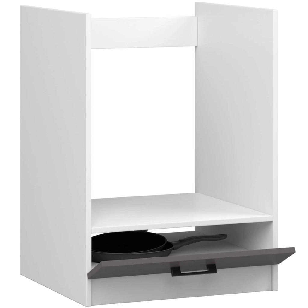 Mobile da cucina per incasso del forno AKORD S60 sistema OLIWIA Bianco 60 cm 1 anta inserto frontale Grigio Grafite 60x55x82 cm